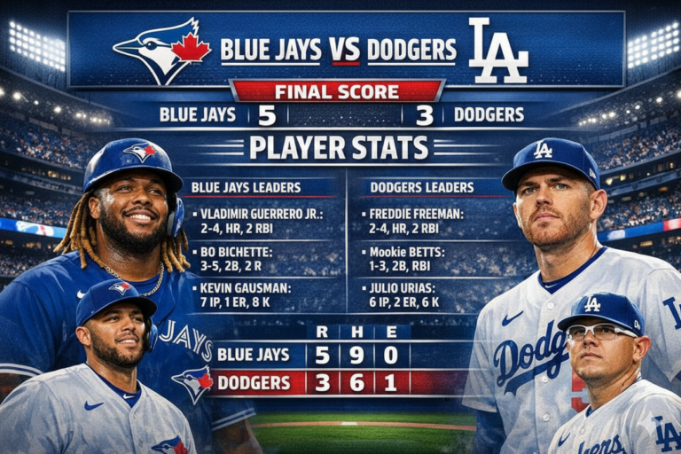 Toronto Blue Jays vs Dodgers Match Player Stats