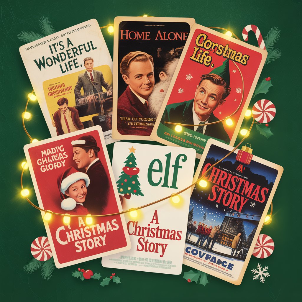 Vintage christmas movies collage poster