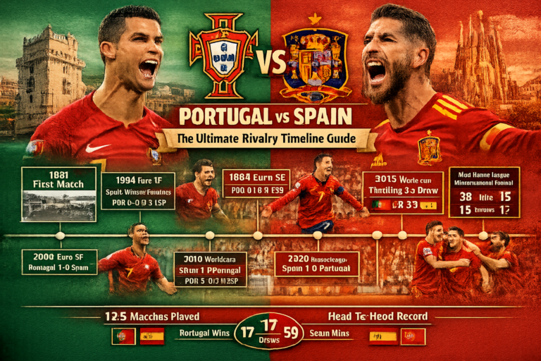 Portugal National Football Team vs Spain National Football Team Timeline