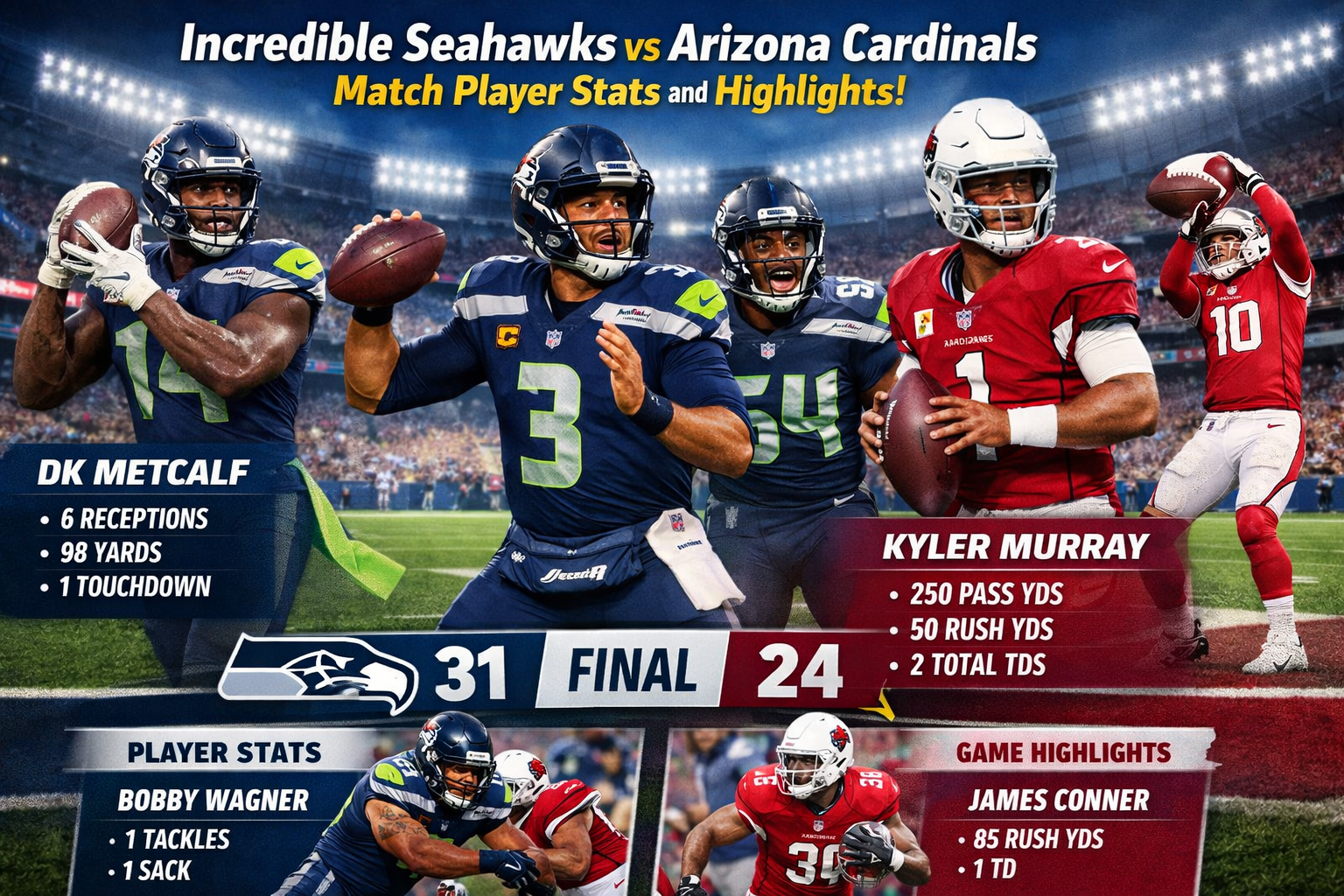 Seahawks vs Arizona Cardinals Match Player Stats