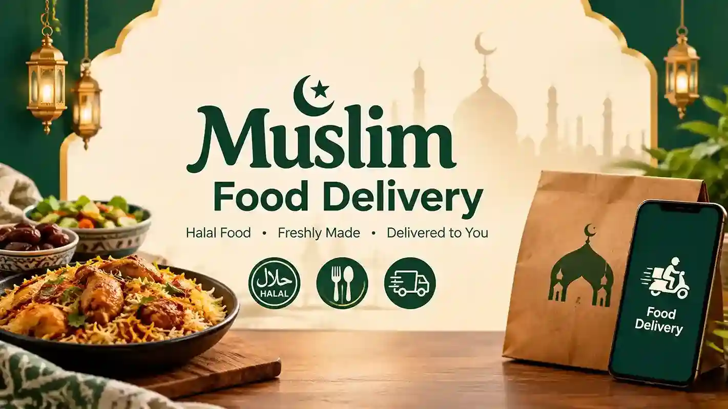 Muslim food delivery service with halal food, biryani, and online delivery